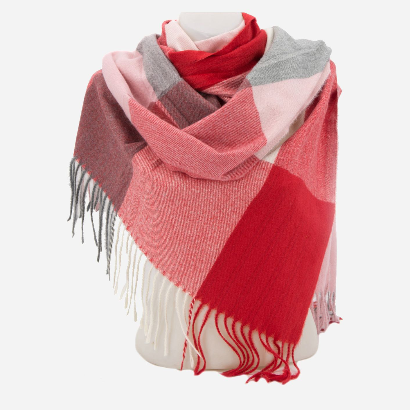 

Шарф SumWin Скай Клетка New 186537-22 Серый/Красный/Розовый