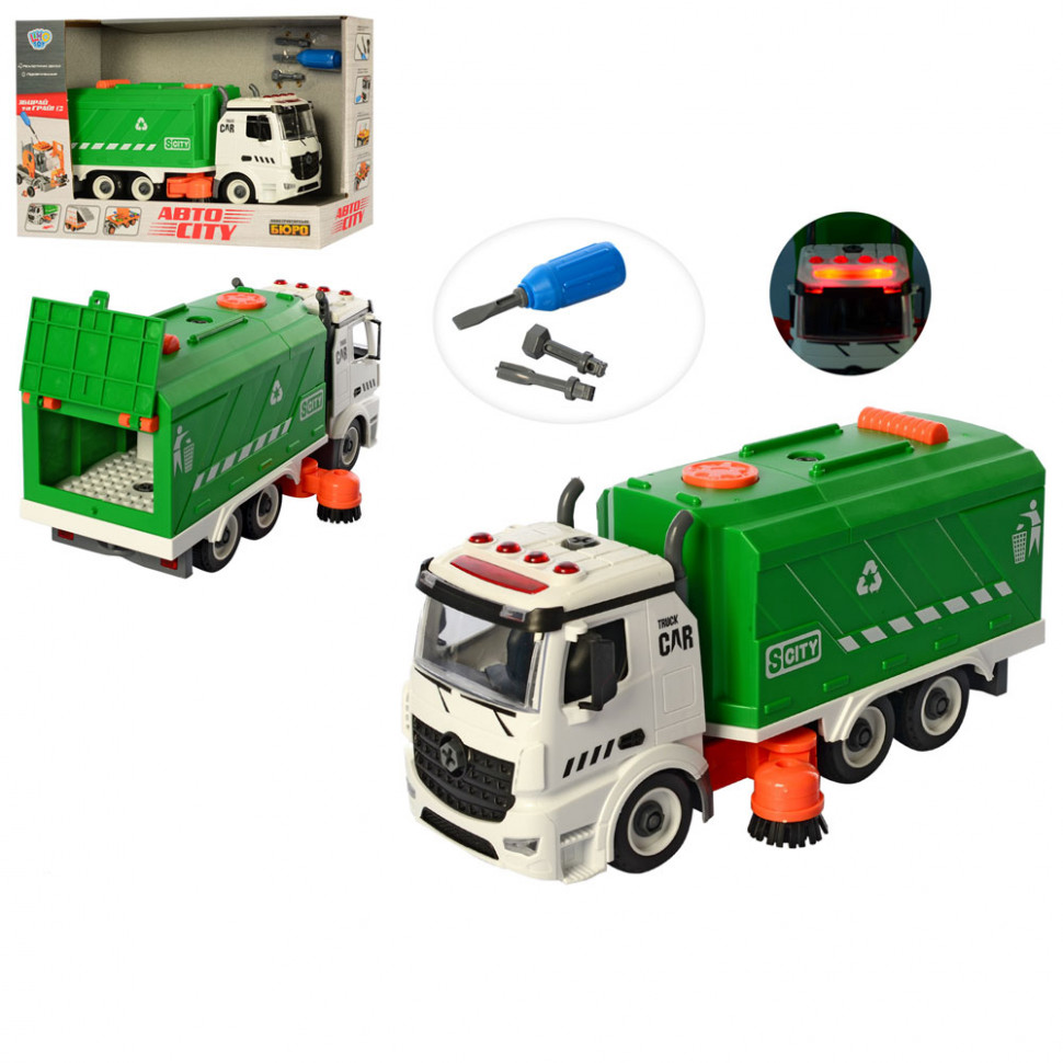 

Детский мусоровоз-конструктор с мигалкой KB 074 отвертка в наборе Limo Toy