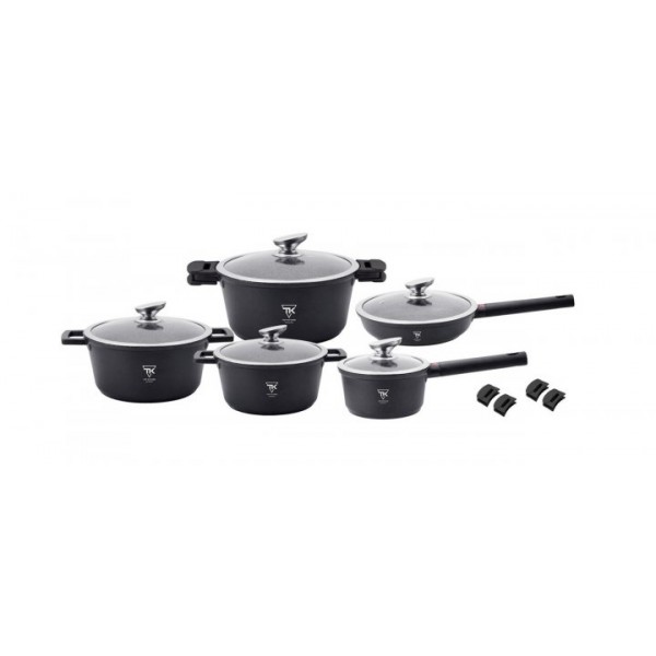 

Набор посуды Top Kitchen TK-00023 с мраморным покрытием 16 предметов Чёрный