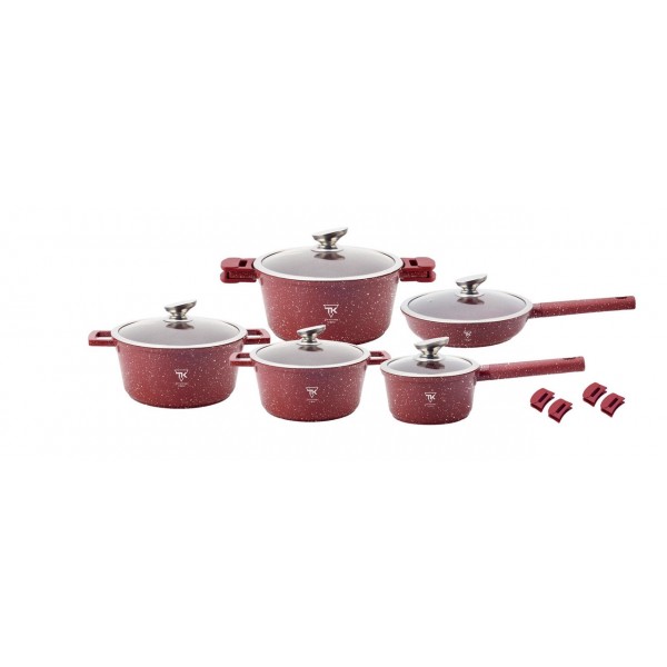 

Набор посуды Top Kitchen TK-00023 с мраморным покрытием 16 предметов Красный