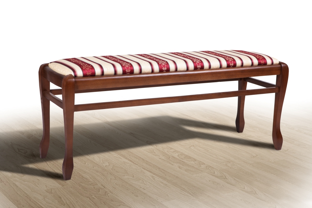 

Банкетка в прихожую/гостиную 90 см из натурального дерева и ткани Jakard Poliester 5/1 Сиеста большая Микс Мебель Орех темный