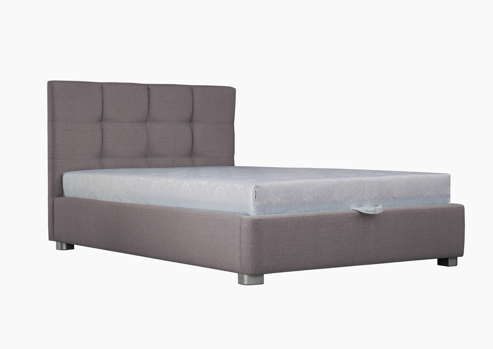 

Кровать двуспальная с металлическим каркасом и мягким изголовьем из ДСП и ДВП 160х200 Ника обивка ткань темно-бежевый Eurosof (без матраса и ниши)