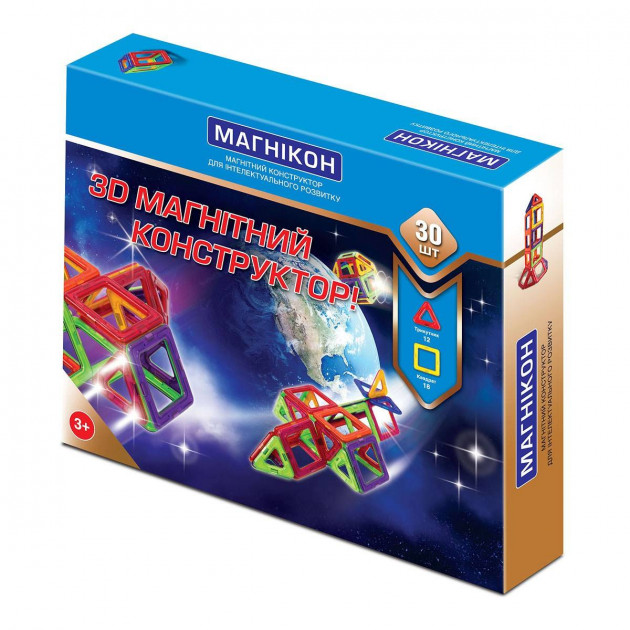 

3D магнитный конструктор МАГНІКОН, 30 дет.