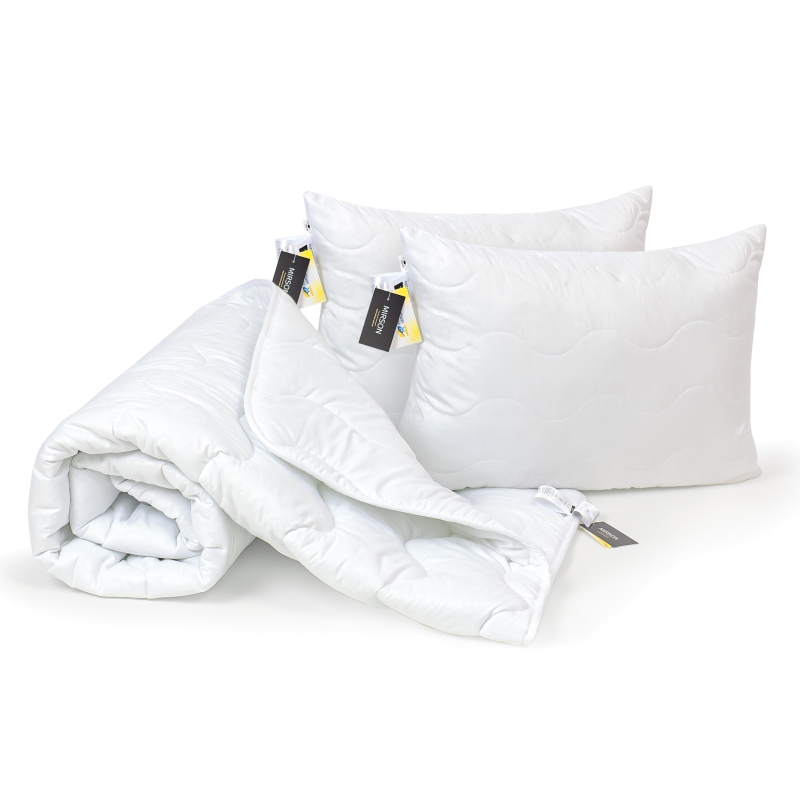 

Набор MirSon 1696 Eco Light White (одеяло + две подушки) 155х215 см + 50х70 см 2шт италия, eco-soft