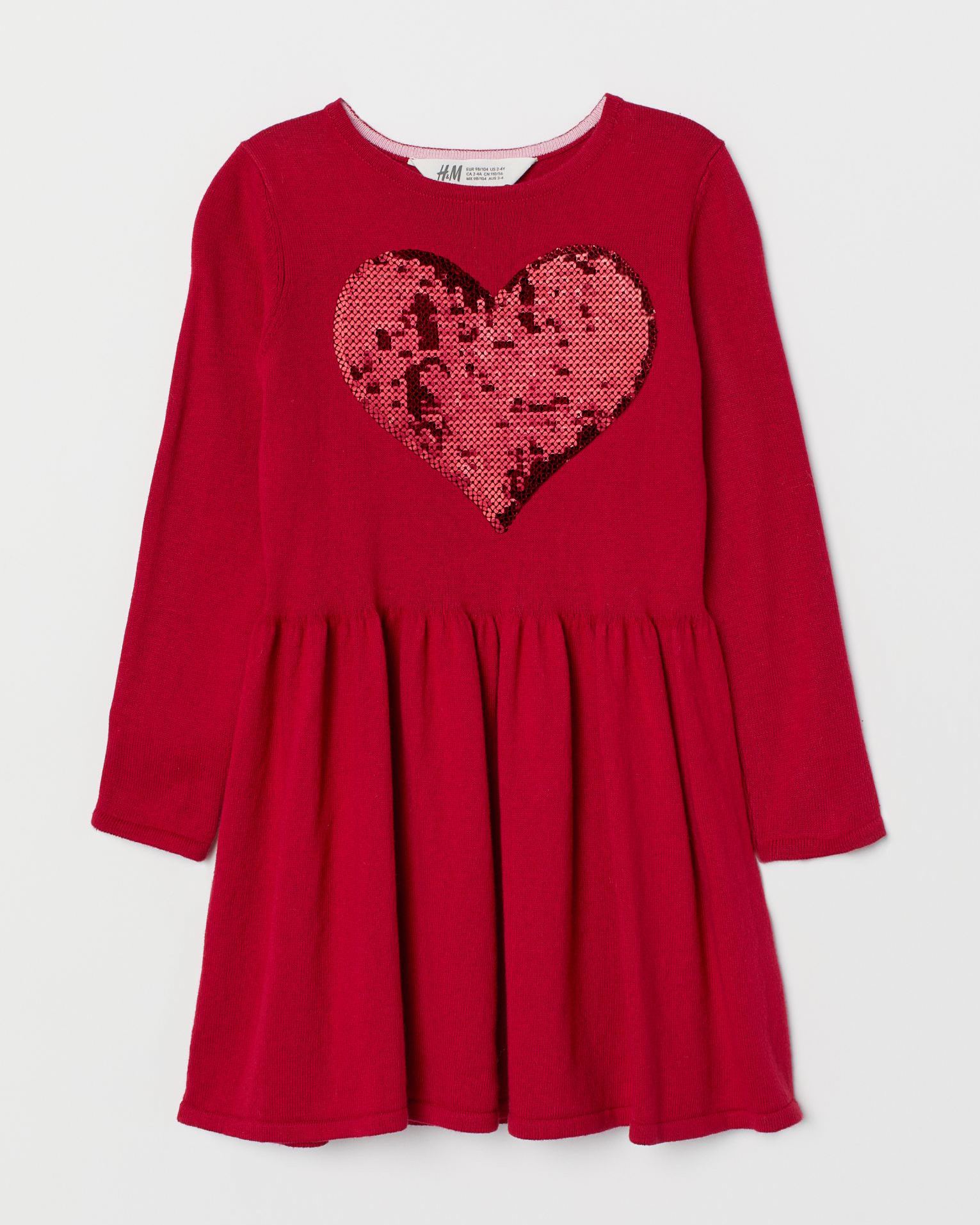 

Платья с длинным рукав для девочки H&M 110-116 размер красное 0617472002