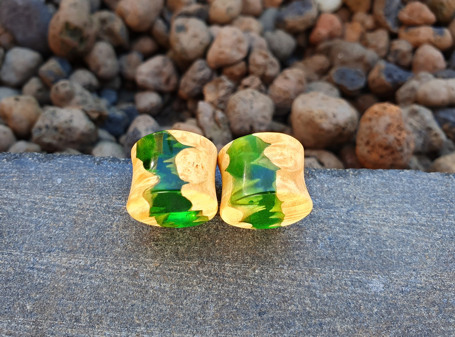 

Серьги плаги WoodWork TUNNEL Double Green 42 мм Деревянные