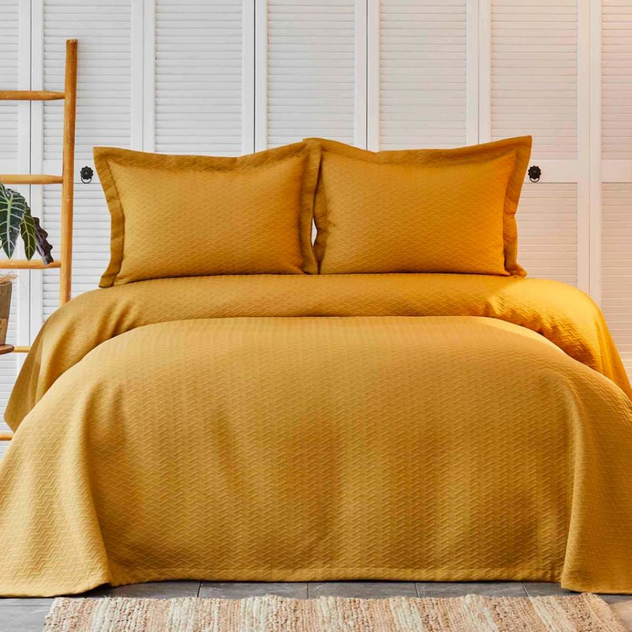 

Покрывало с наволочками Charm bold Karaca Home Евро Горчичный 000165938