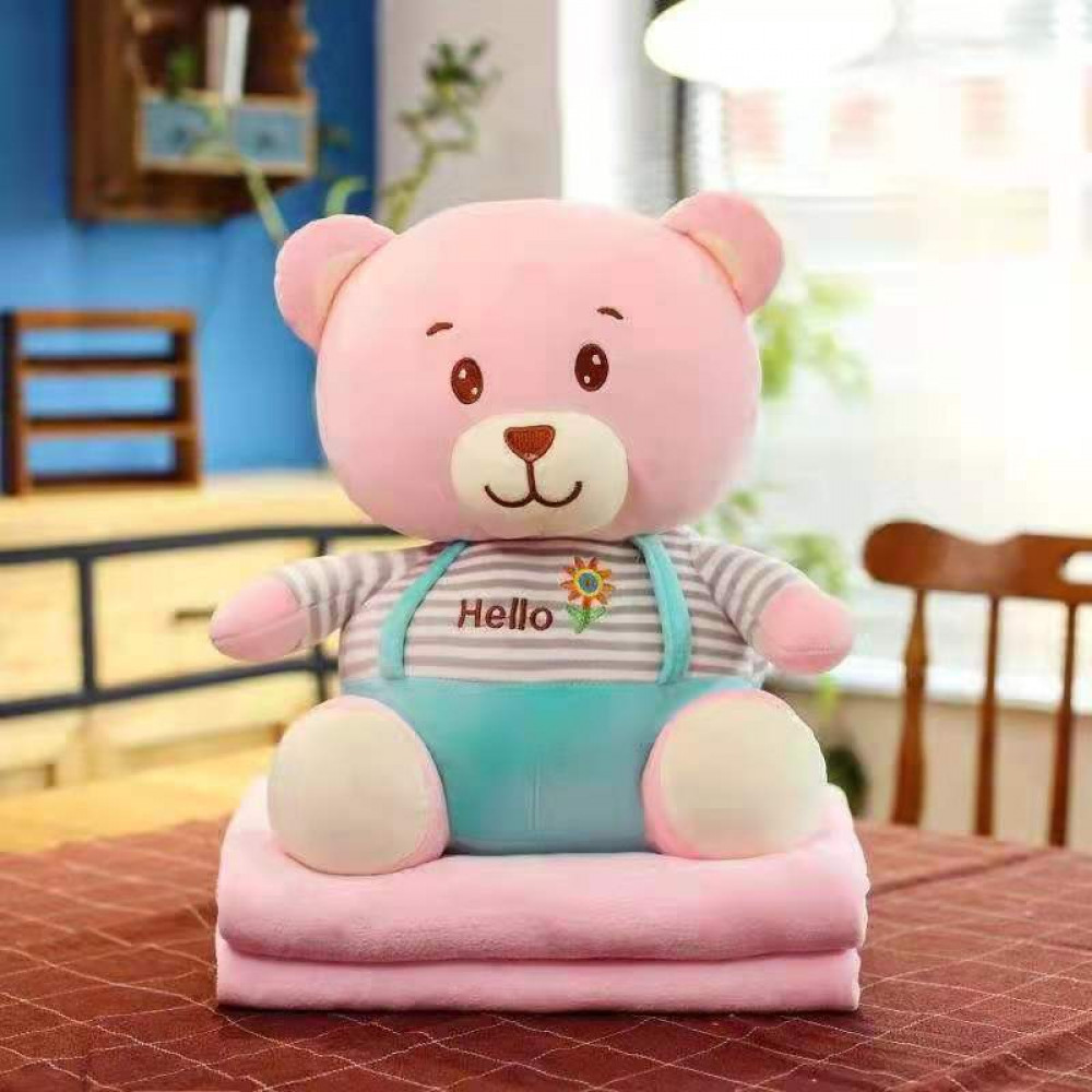 

Мягкая игрушка 3 в 1 Мишка с пледом TOPA Розовый
