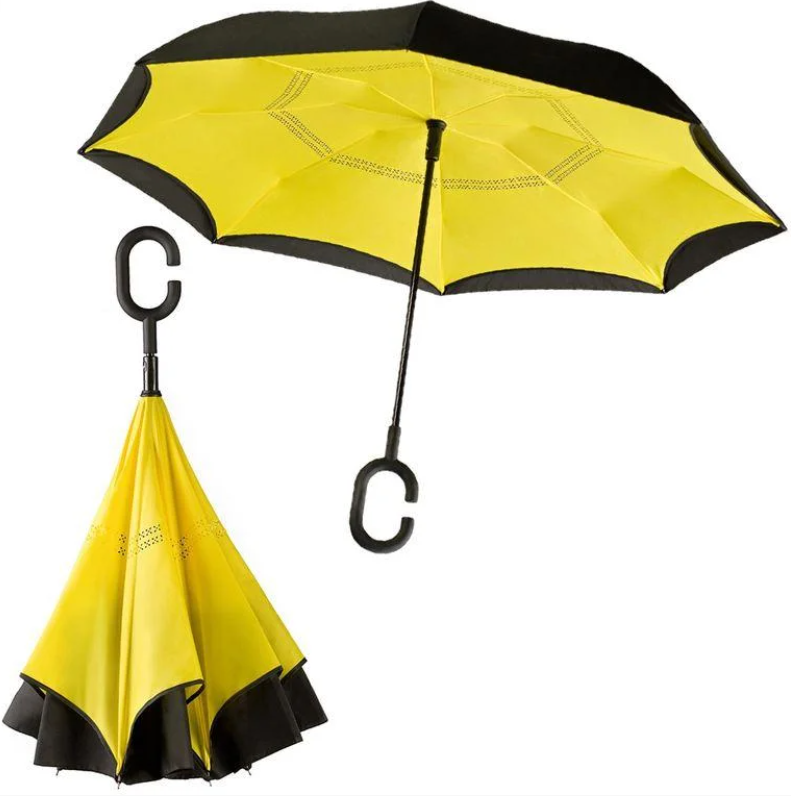 

Зонт с механизмом обратного сложения зонт наоборот umbrella Черно-Желтый