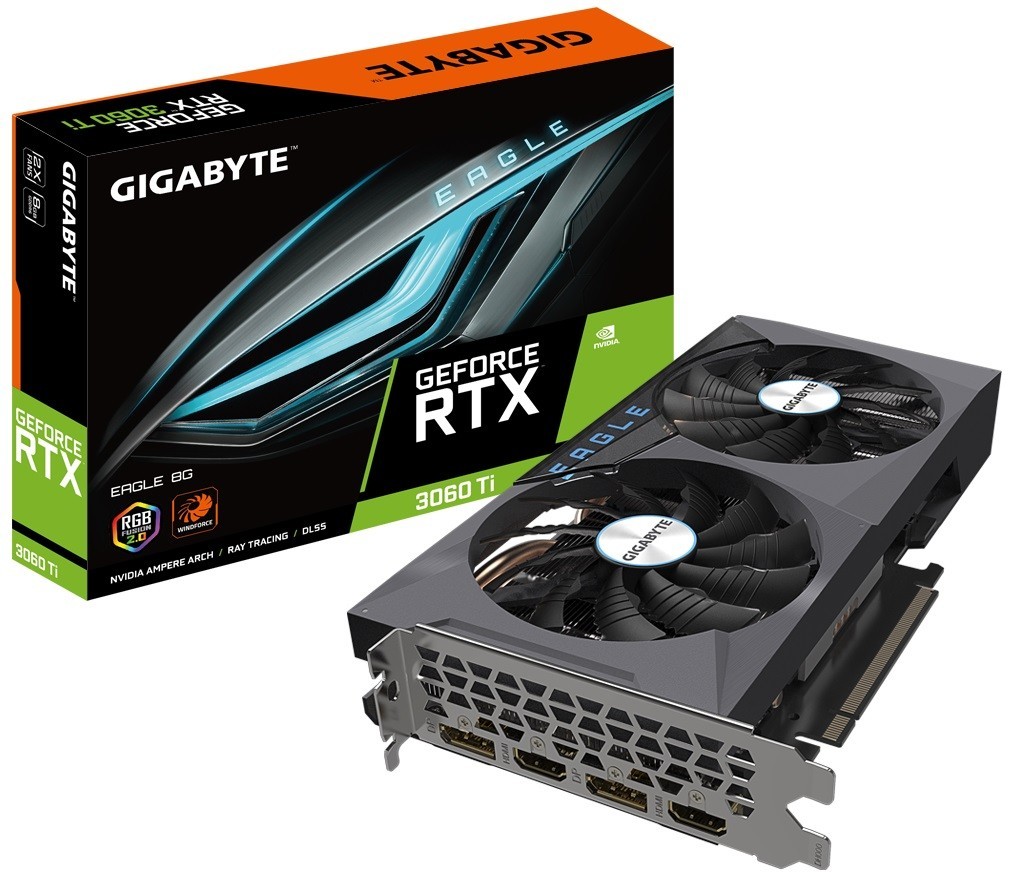 

Gigabyte PCI-Ex GeForce RTX 3060 Ti Eagle OC 8G 8GB GDDR6 (256bit) (1665/14000) (2 х HDMI, 2 х DisplayPort) LHR (GV-N306TEAGLE OC-8GD v2.0)