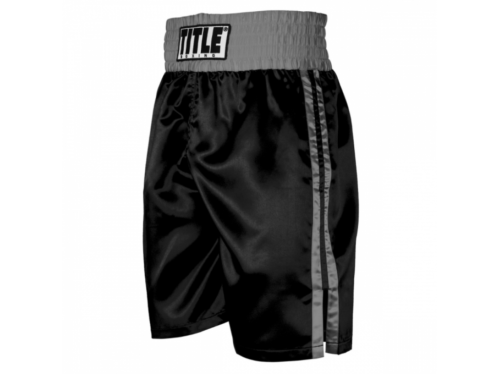 

Трусы боксерские TITLE Professional Boxing Trunks S чёрный/серый (4737)