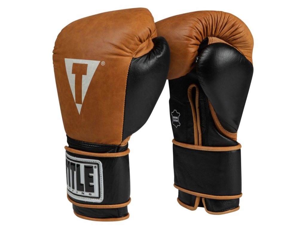 

Перчатки тренировочные TITLE Vintage Leather Training Gloves 16 унций чёрный/коричневый (4466)