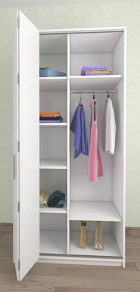 

Шкаф купе со складными дверями из ДСП Тавол Винг 2СКЛ1 800х600х2100 Белый