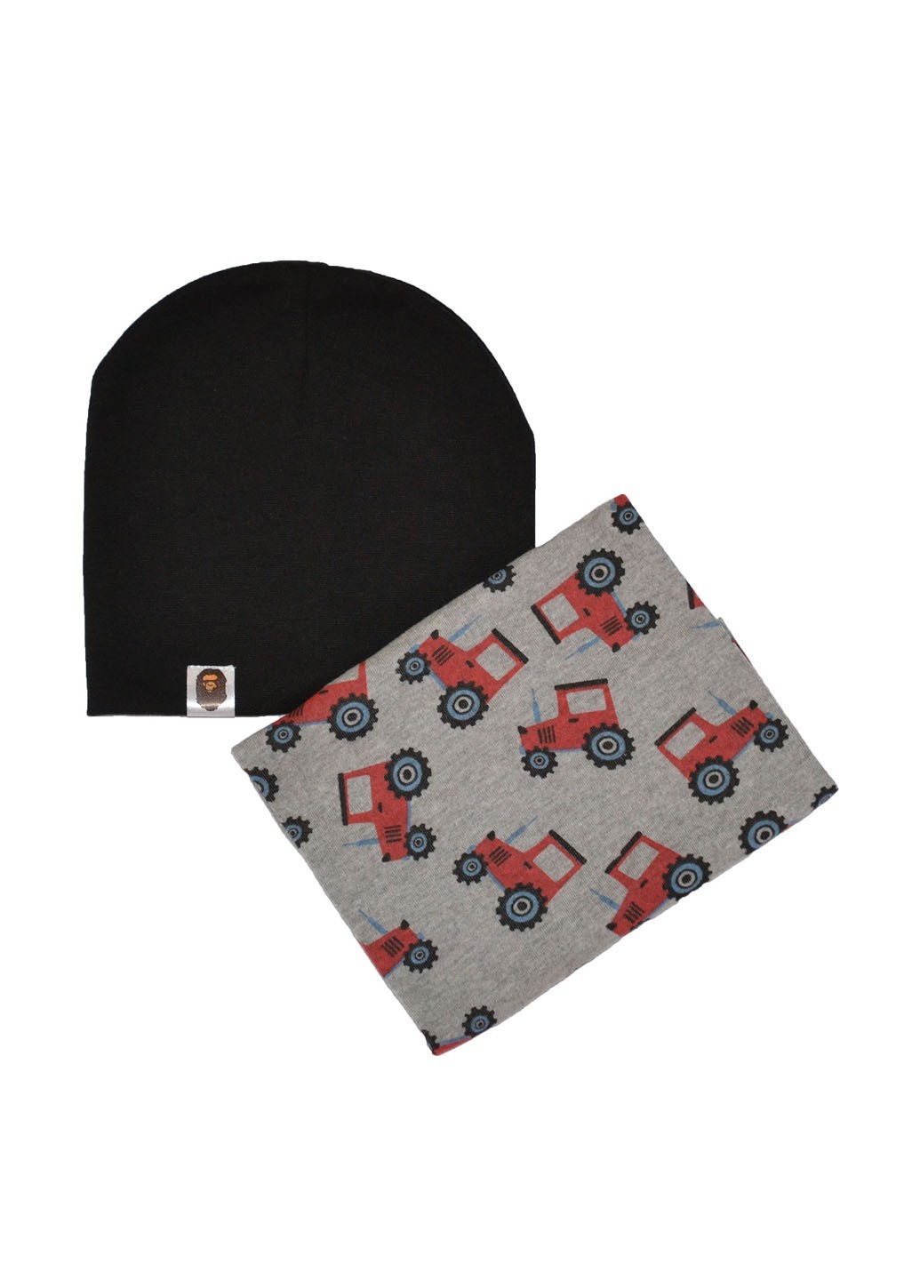 

Комплект детский шапка и шарф-снуд принт трактор 52 см (НУБ-01-257)