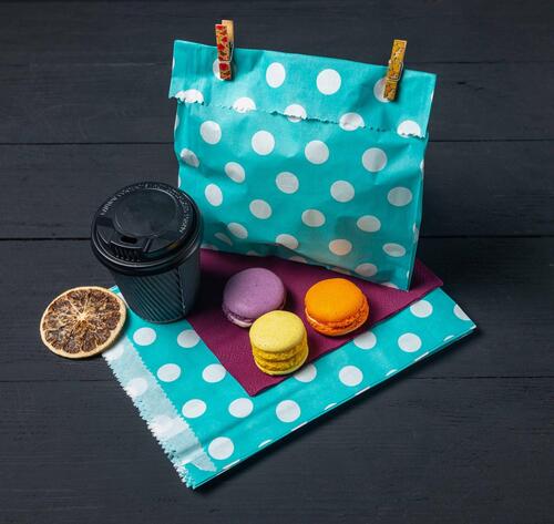 

Пакеты бумажные саше eko-kraft 170х30х230 мм 1000 шт/уп. зелёные в белый горошек