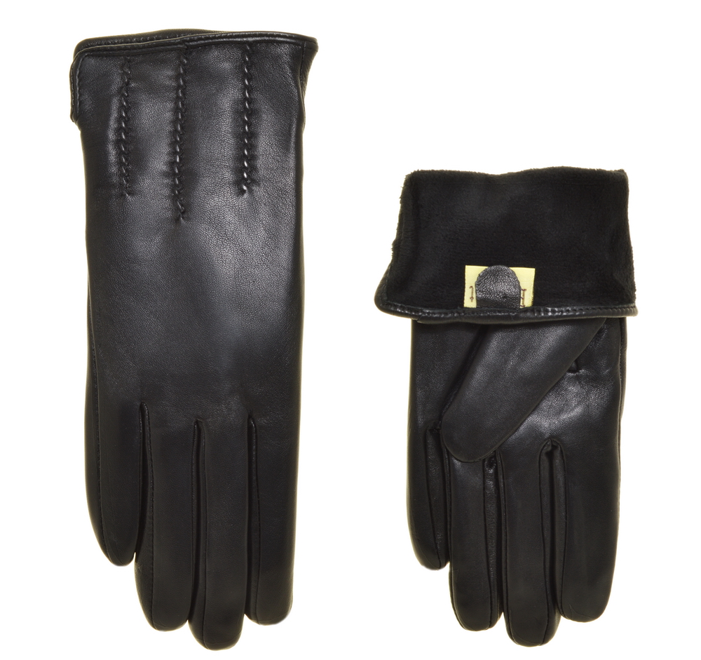 

Перчатки женские натуральная кожа, подкладка плюш, для сенсорных экранов, цвет черный, размер 7,5, pov30537