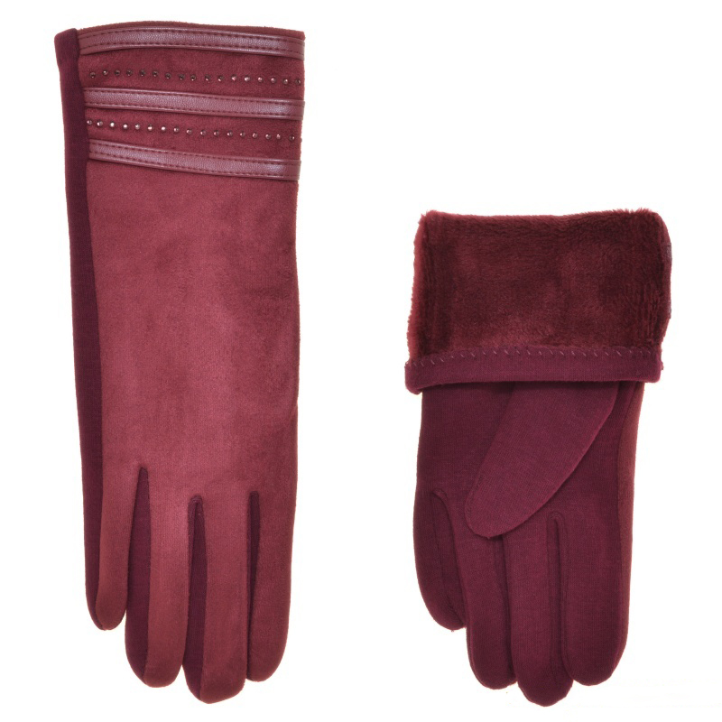 

Перчатки женские иск.замш/хлопок и хлопок, подкладка плюш, цвет бордовый, размер 6,5, pov28932