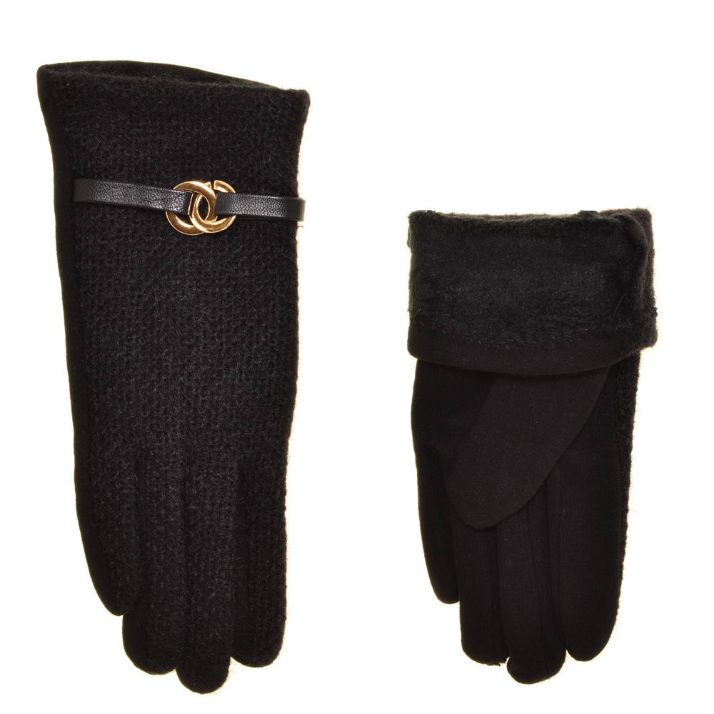 

Перчатки женские шерсть/хлопок, подкладка плюш, для сенсорных экранов, цвет черный, размер 6,5, pov32761