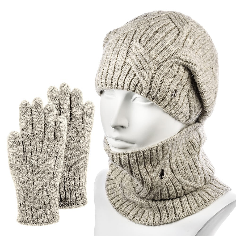 

Комплект женский (шапка+снуд+перчатки) Hattson SHH-75 One Size Ваниль