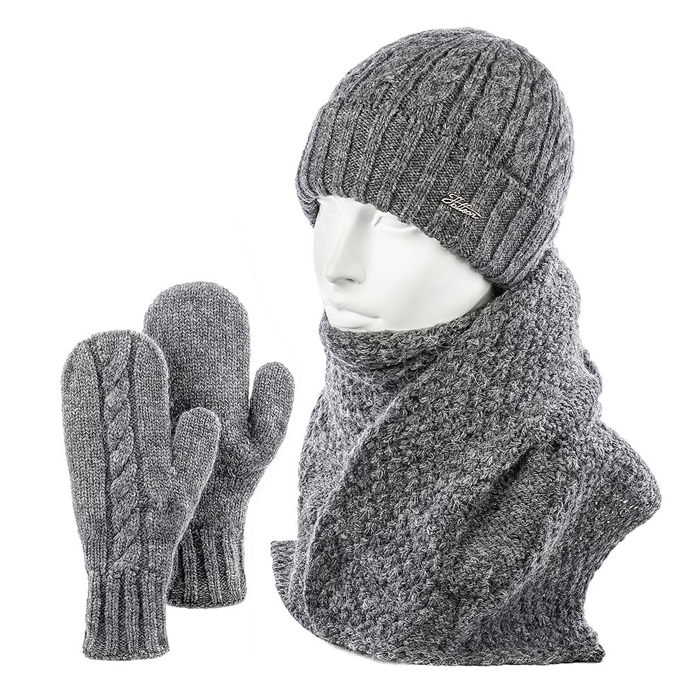 

Комплект женский (шапка+шарф+варежки) Hattson SHH-04 One Size Гранит