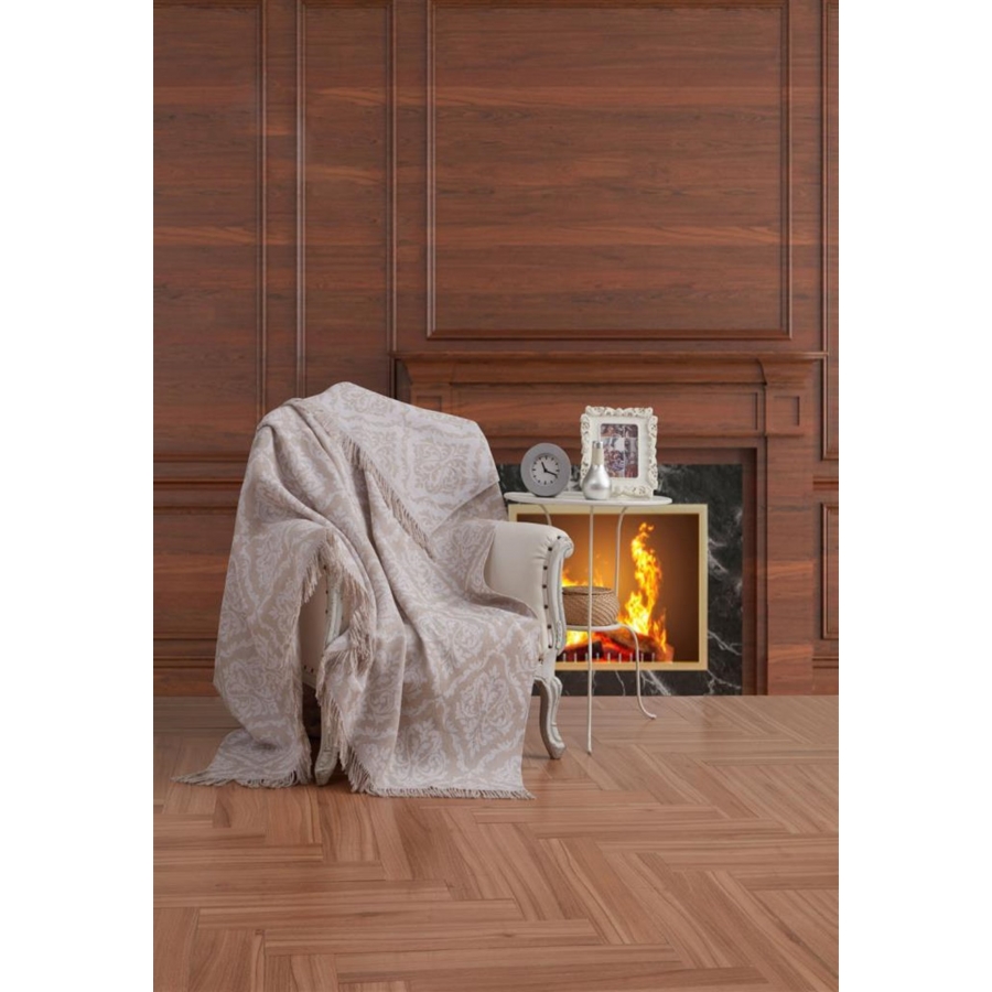 

Плед-накидка Eponj Home Buldan Keten - Damask 170*220 bej бежевый (svt-2000022240062)