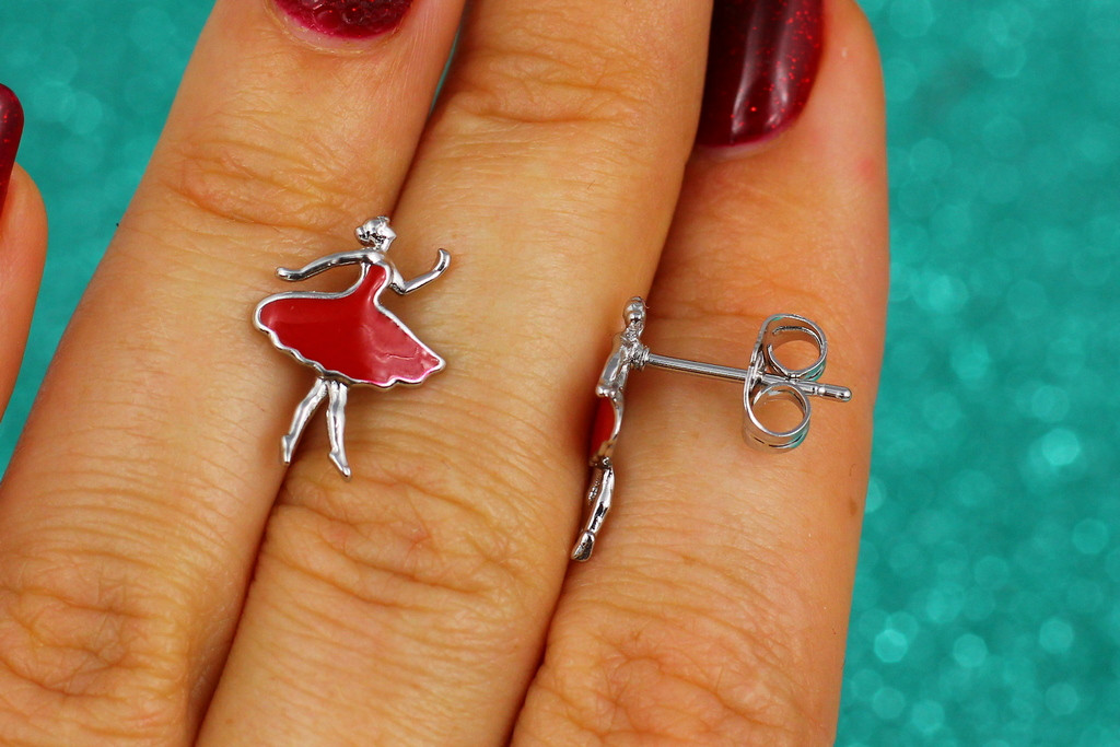 

Серьги гвоздики Xuping Jewelry балерины 1.5 см серебристые