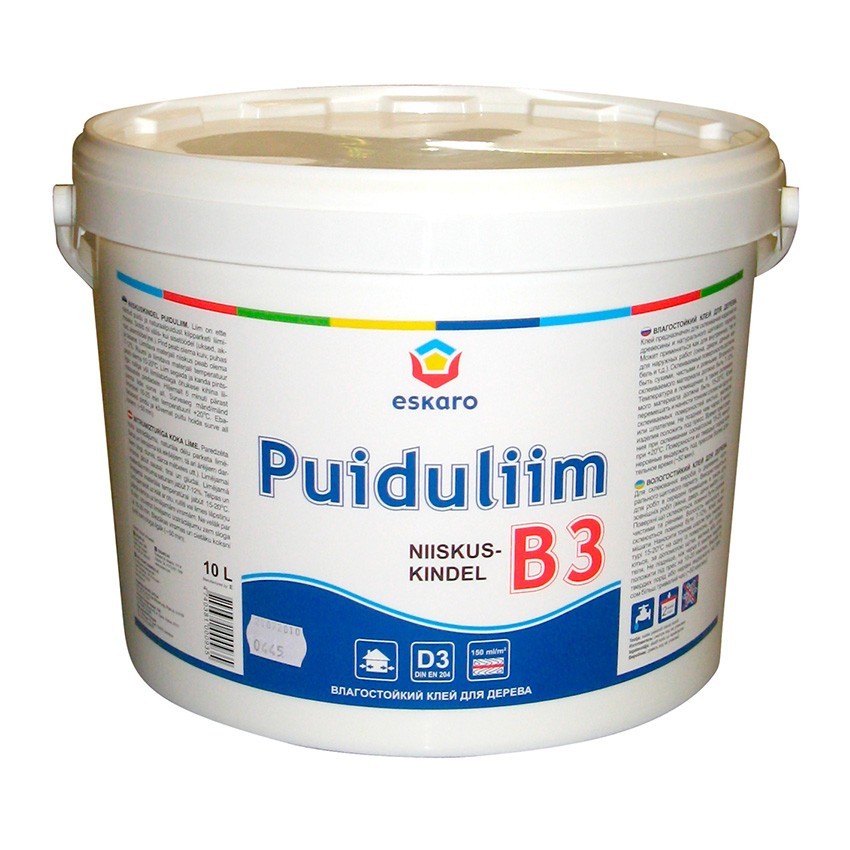 

Клей Eskaro B3 Niiskuskindel Puiduliim 10 л