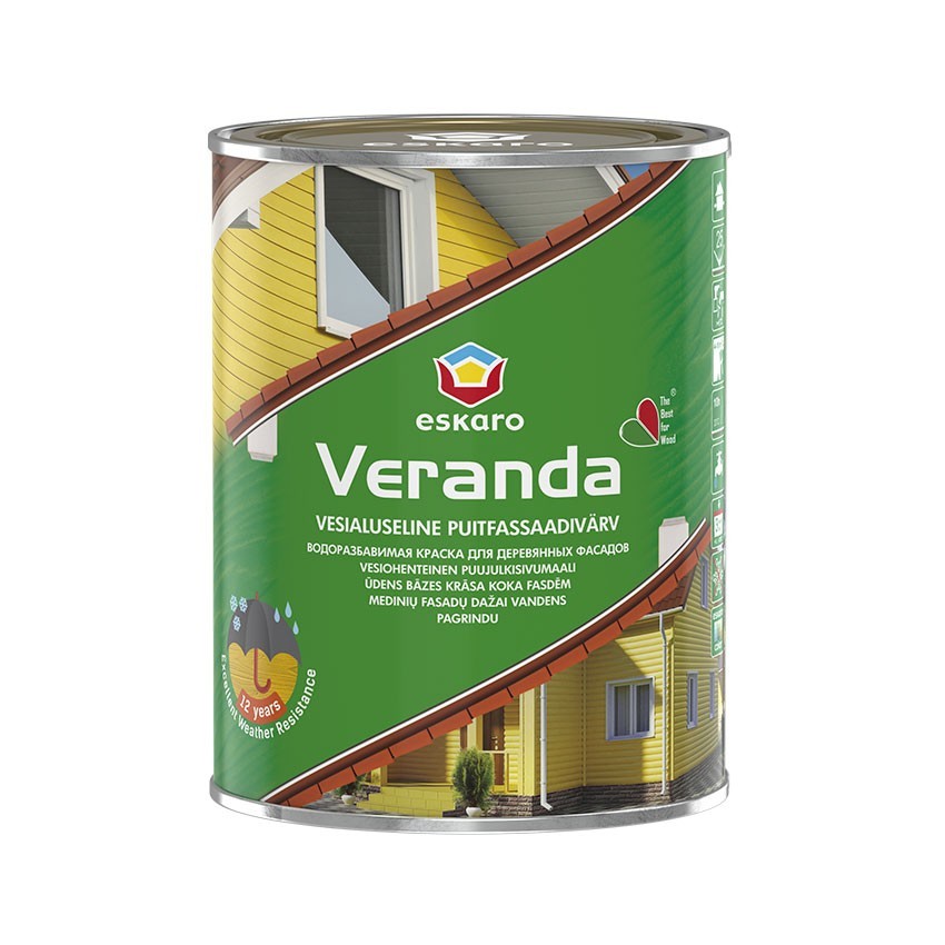 

Масляно-акриловая краска для древесины Eskaro Veranda 0.95 л белая
