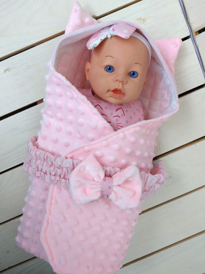 

Конверт-полотенце для куклы Baby Born Toys Розовый котик Ручная работа