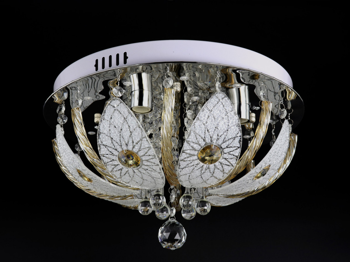 

Люстра потолочная с цветной LED подсветкой и авто отключением с пультом 5668/400 Хром 24х40х40 см.