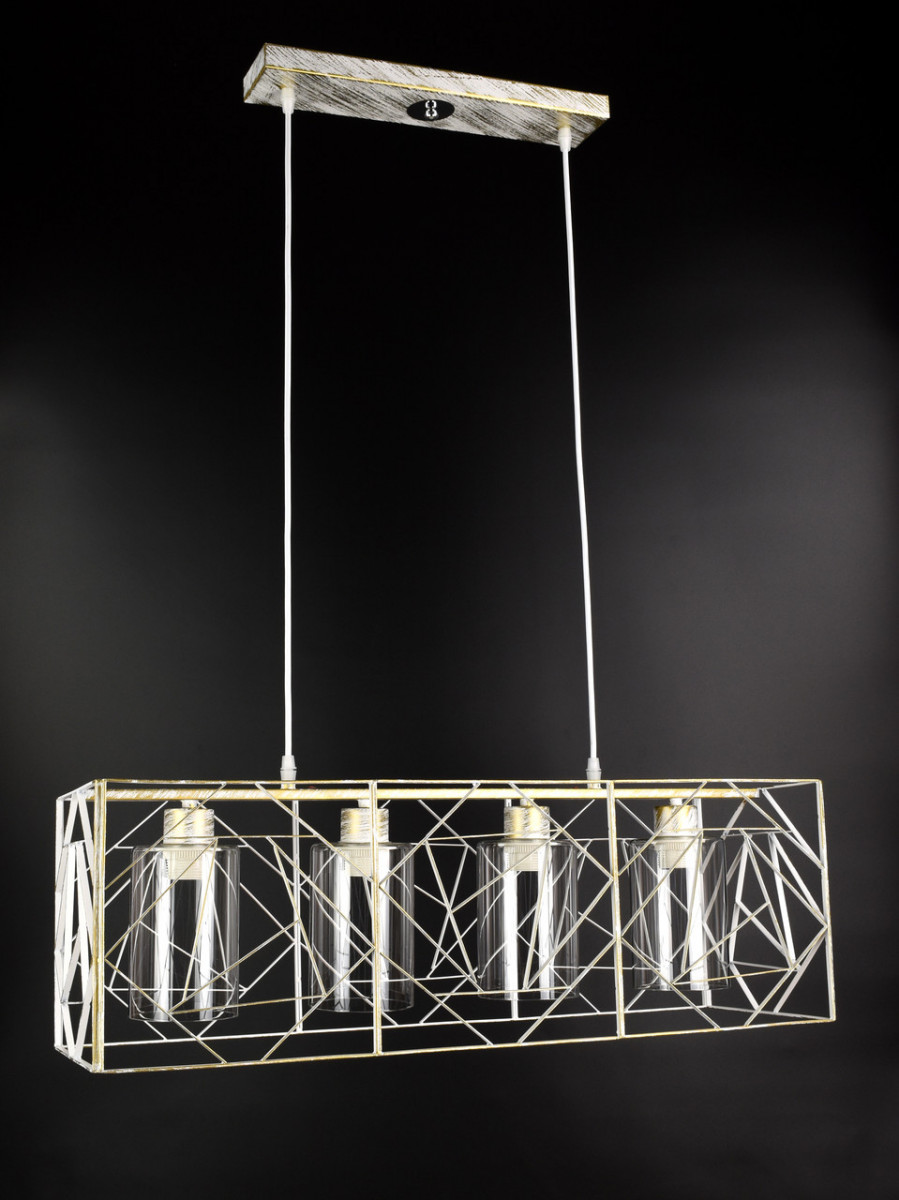 

Люстра потолочная подвесная в стиле LOFT (лофт) 12120/4-tr Белый, золото 35х25х72 см.