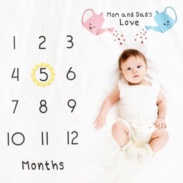 

Фотопеленка для первых фотосессий малыша с 1 до 12 месяцев / Фотофон Baby Pictures Поливалки 120х100см