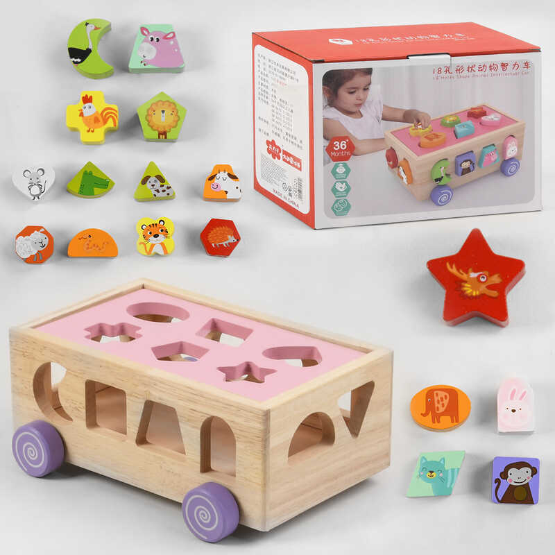 

Деревянная игра логика-каталка “Машинка”, 18 фигурок C45225