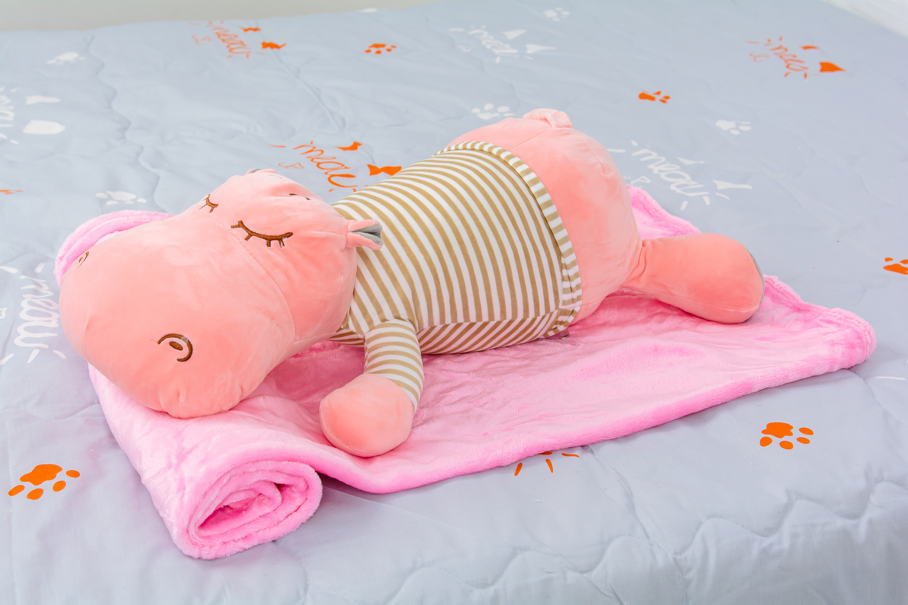 

Плед MirSon детский 1062 Hippopotamus Pink + подушка 100х160 см италия, флис