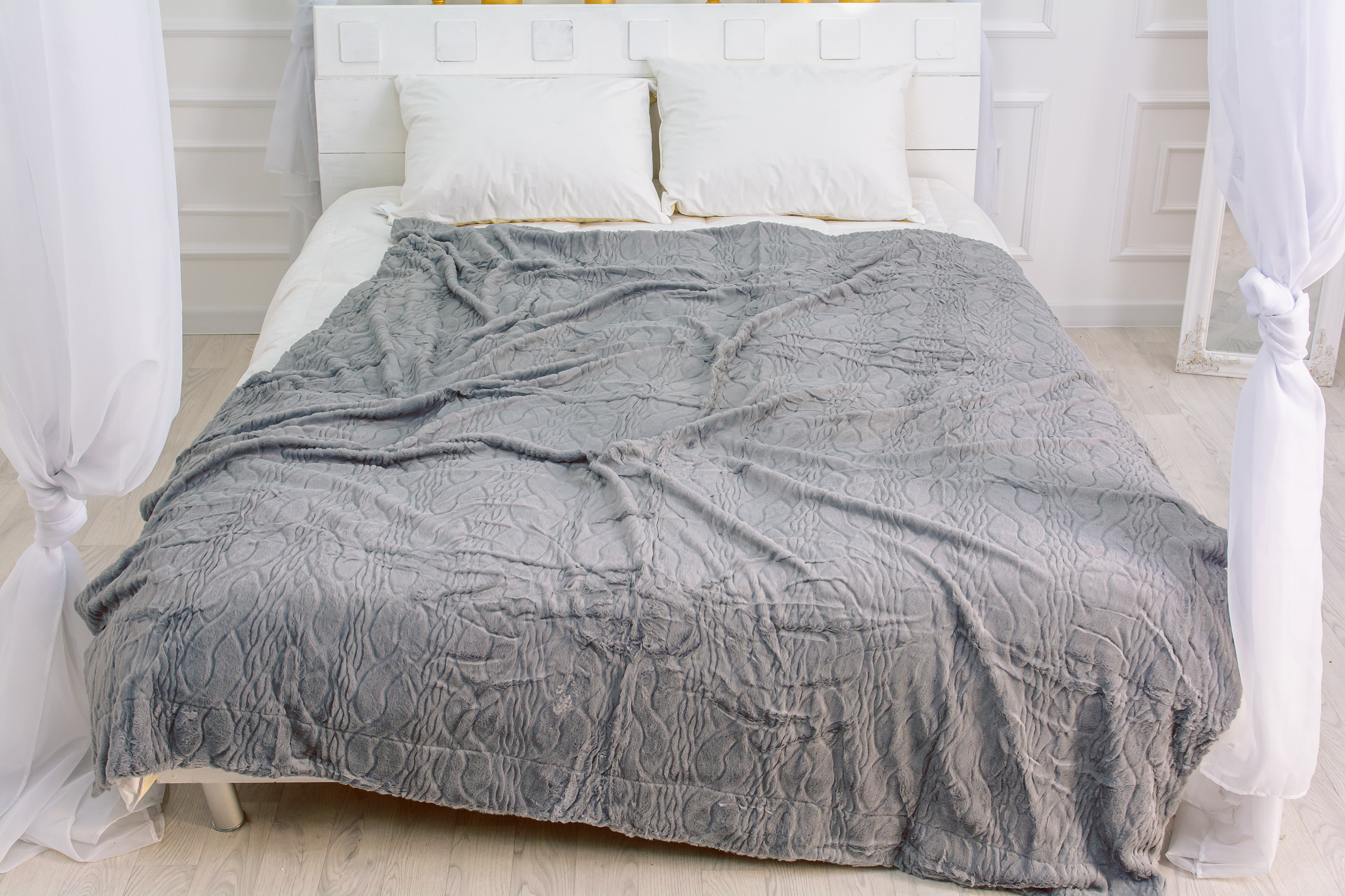 

Плед MirSon 1007 Damask Light Gray 180х200 см италия, флис