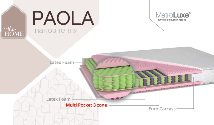 

Матрас Paola (Pocket spring) MatroLuxe The Home 25 140x190 см 0132-0145