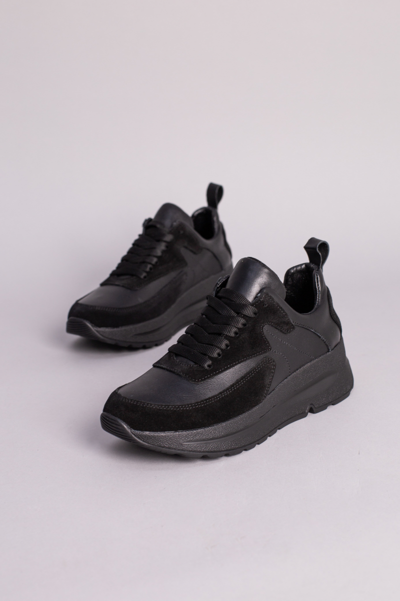 

Кросівки жіночі шкіряні з вставками замші LuxuryShoes 5729-1/37 (24 см) Чорні