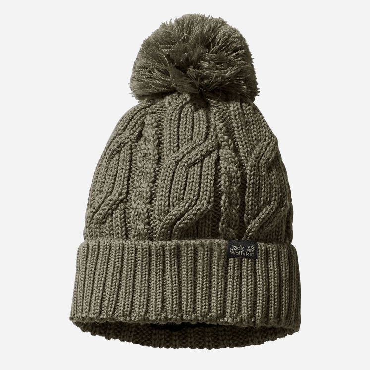 

Шапка Jack Wolfskin Stormlock Pompom Beanie 1905091-5066 Серо-оливковая