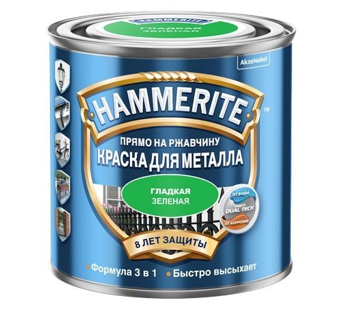 

Краска для металла Hammerite Akzo Nobel гладкая зеленая 5 л.