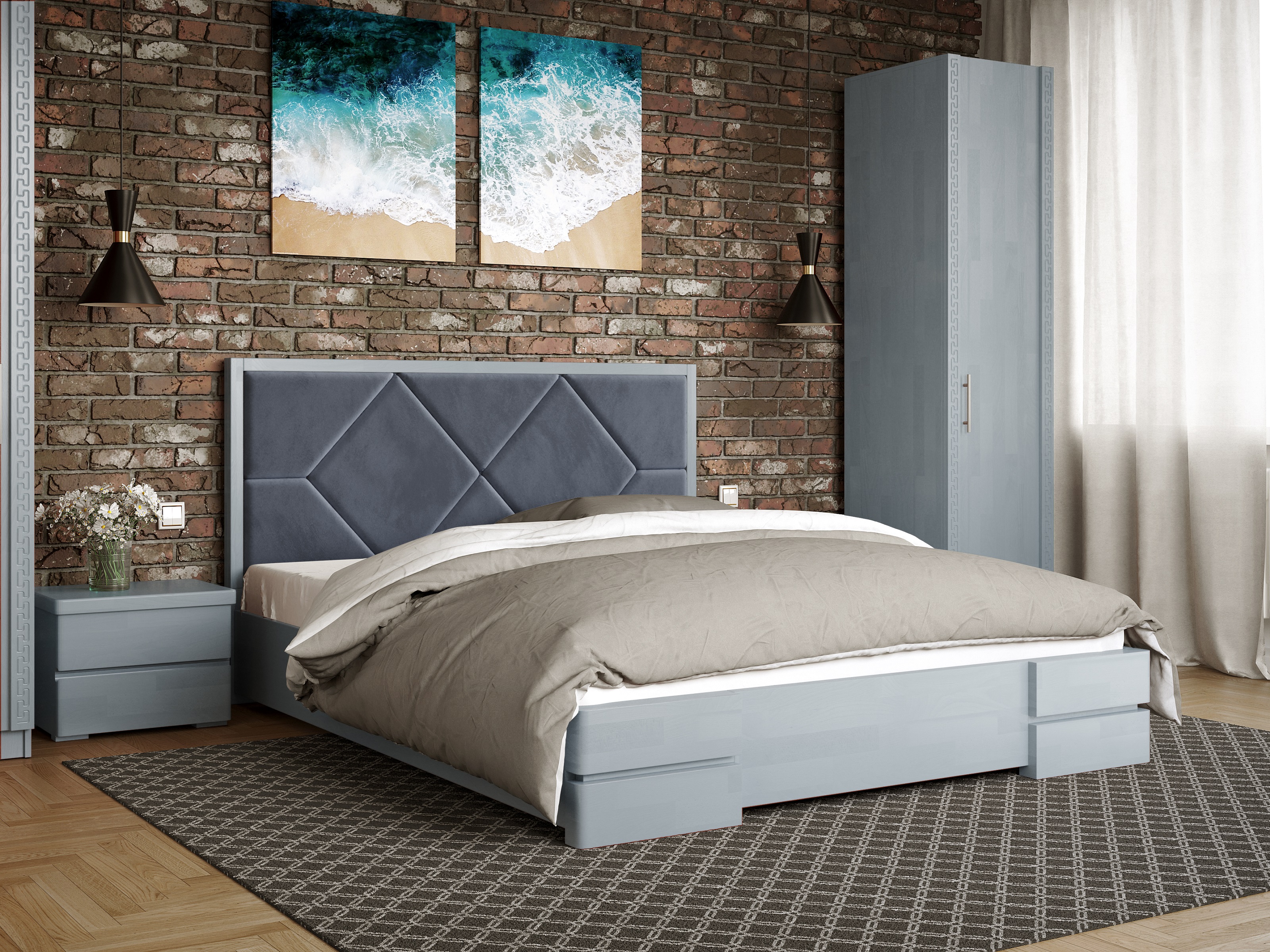 

Кровать Магнолия Arbordrev (180*200) сосна Серый