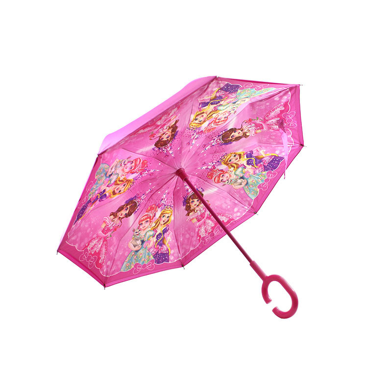 

Детский зонт наоборот Lesko Up-Brella Princess-Pink умный обратного сложения для девочек (K/OPT2-6950-24758)
