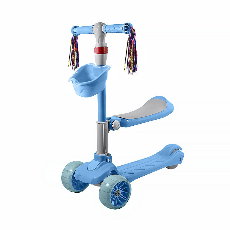 

Детский самокат Lesko BAQ-518 Blue трехколесный 2 в 1 с сиденьем светящимися колесами (K/OPT2-7289-25016)