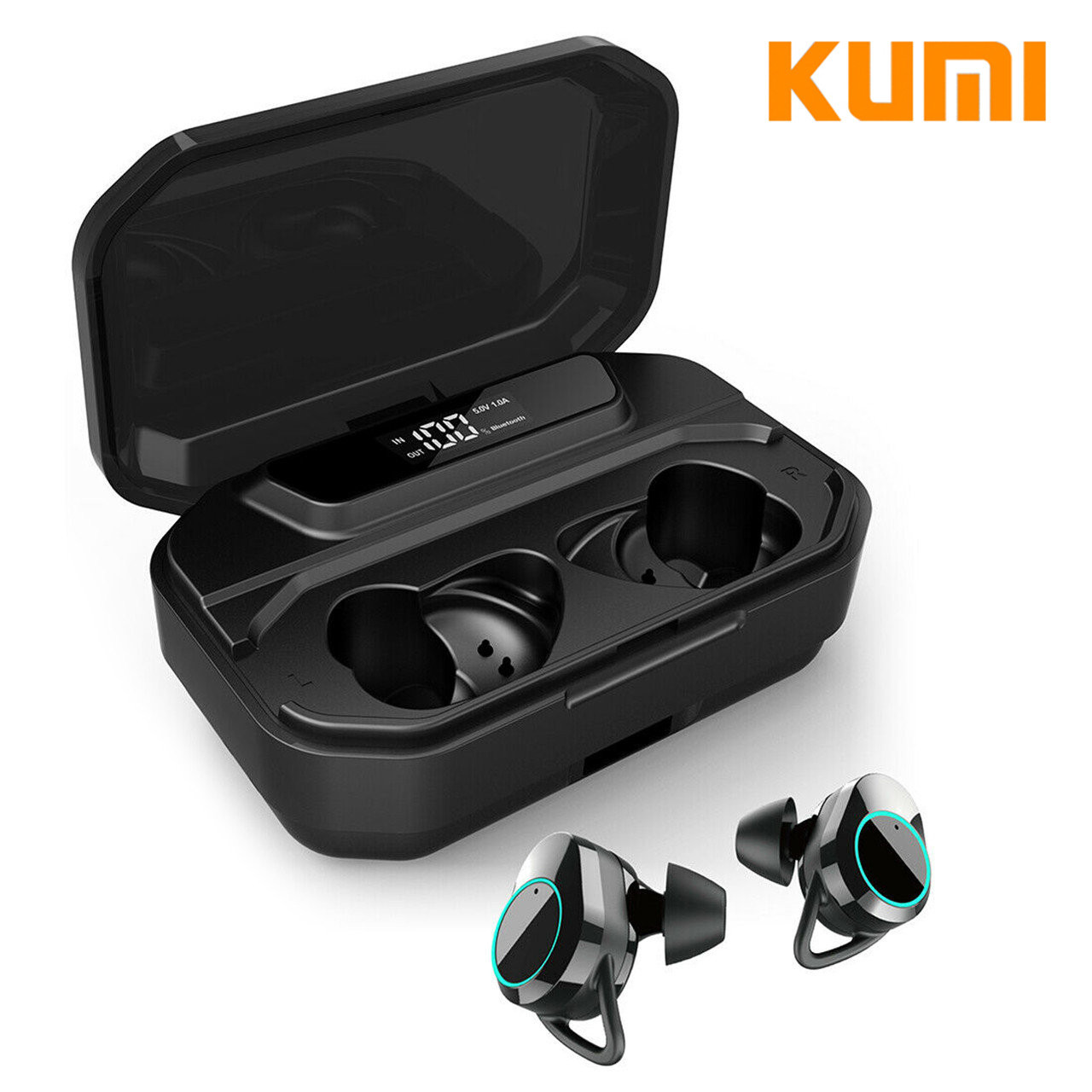 

Беспроводная Bluetooth гарнитура KUMI T3S Black с зарядным устройством Блютуз 5.0 наушники 3300mAh (K/OPT2-3564-9947)