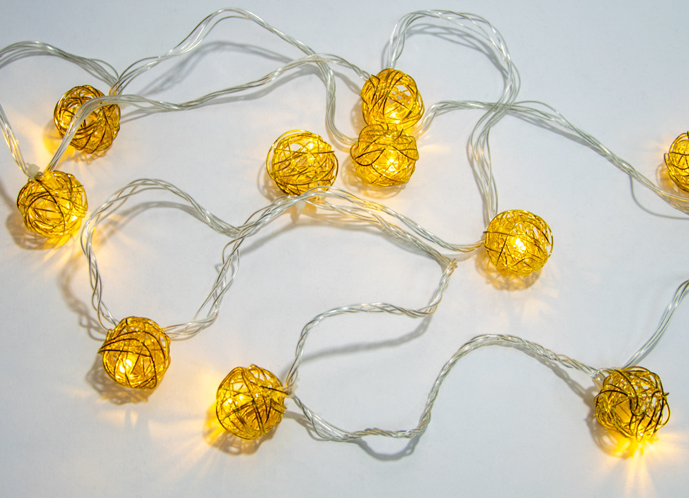 

Декоративная гирлянда Xmas Golden Ball WW 1, 2м 10 LED желтая