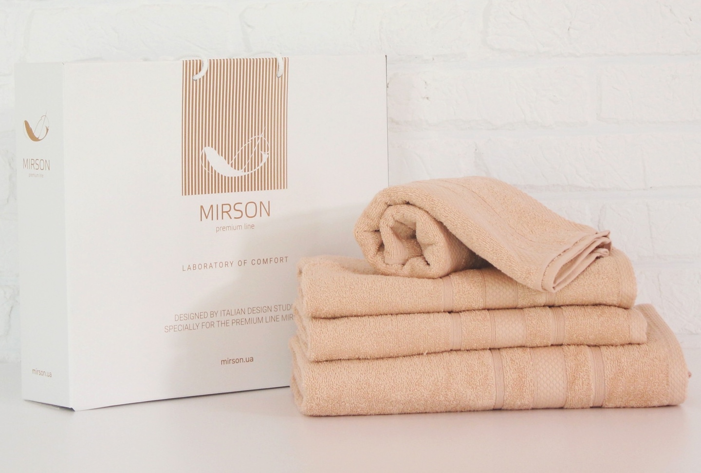 

Набор полотенец MirSon 5075 Elite SoftNes Ivory 40x70 см + 50x90 см + 70x140 см + 100x150 см - 4 шт Кремовый италия, махра