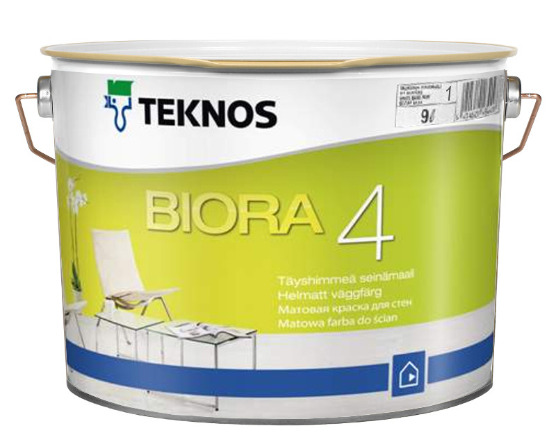 

Краска акриловая TEKNOS BIORA 4 интерьерная белая (база 1) 9л