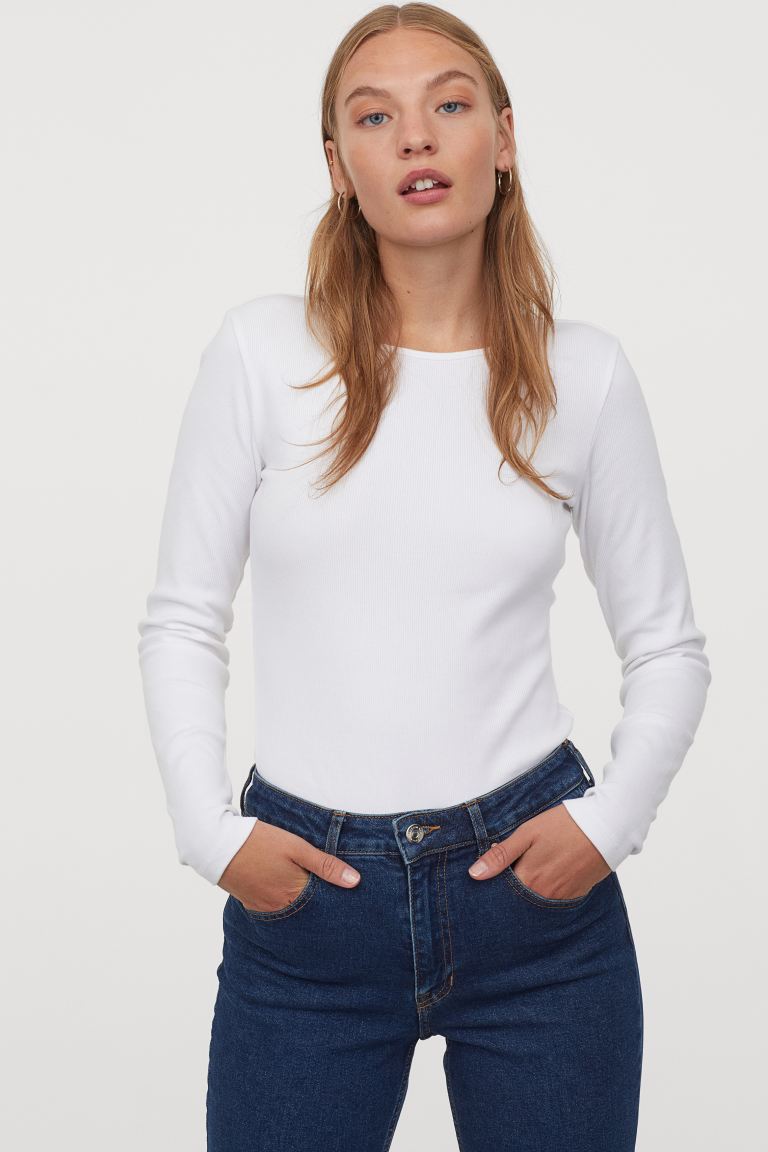

Футболка с длинным рукавом H&M  Белый, Футболка с длинным рукавом H&M S Белый