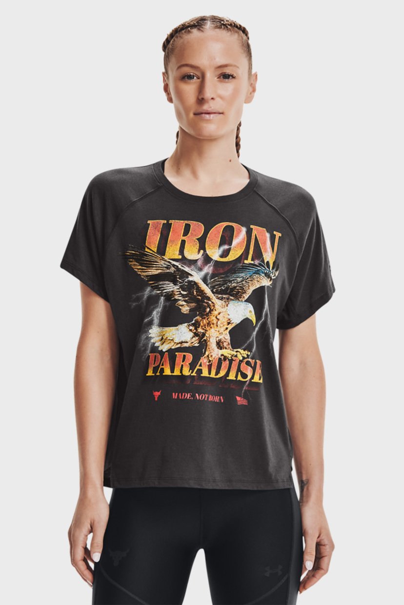 

Женская черная футболка UA Project Rock IP SS Under Armour MD 1365996-010
