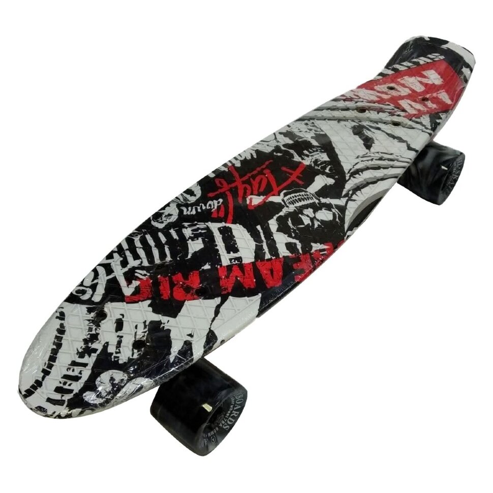 

Пенниборд Bavar Sport Big Boy с led колесами, Череп черно-белый