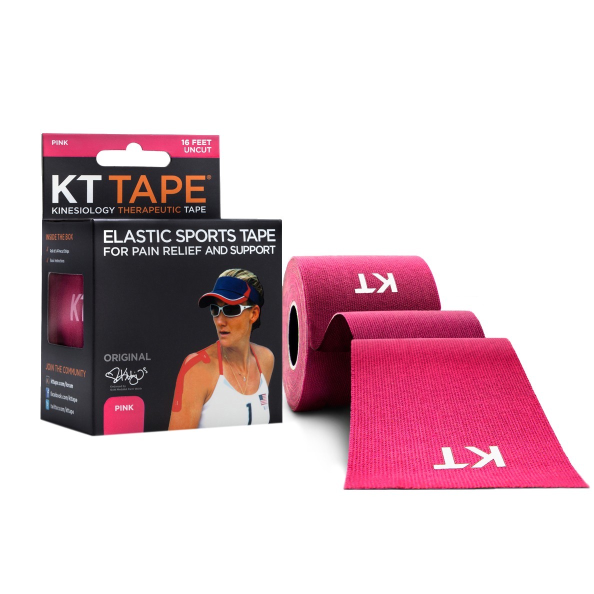 

Кинезио тейп KT TAPE ORIGINAL COTTON UNCUT 5смх5м розовый